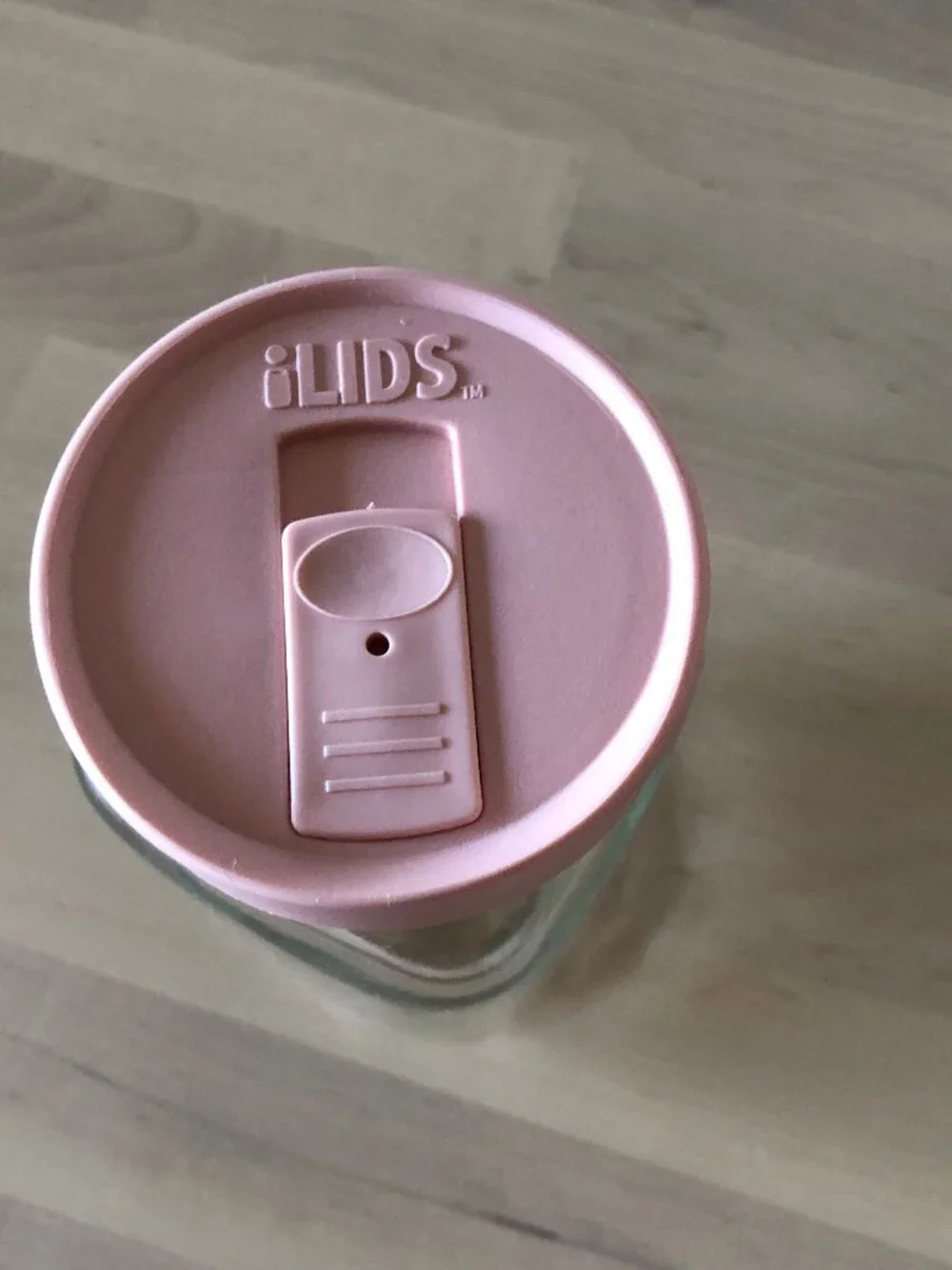 Glass Thumbler Jar with Handle for Smoozies, Coffee ect. - Pink Slider Lid